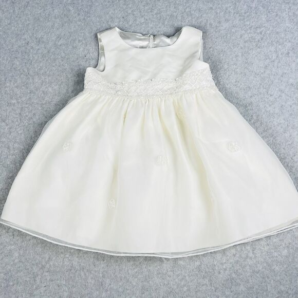 Cinderella Baby Dress 18M White Floral Embroidered Organza Special Occasion Gown - Picture 1 of 14